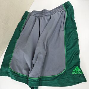 Adidas Mens Mesh Basketball Shorts Size Large Gray Green Athletic Gym